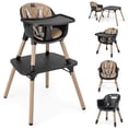 thumbnail image 1 of Babyjoy Chaise Haute pour Bébé 4 en 1 Convertible Ensemble Table et Chaise pour Tout-Petit avec Coussin en PU Brun, 1 of 8