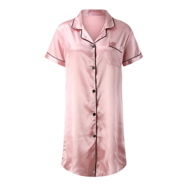 Kcodviy Nuisette en Satin pour Femmes, Nuisette à Boutons devant, Combinaison Courte, Robe de Nuit Courte pour Femmes, Vêtements de Nuit, Nuisettes pour Femmes