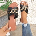 thumbnail image 3 of Sandales Pantoufles Habillées pour Femmes Dames 2025 Mode Boucle Cuir Bout Ouvert Robe Plates à Enfiler Chaussures d'Été, 3 of 6