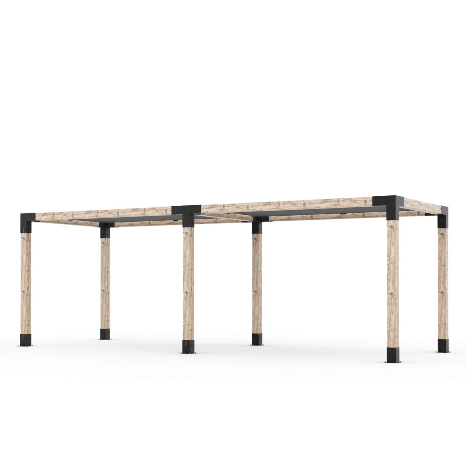 Kit Toja 12' x 22' Double Pergola avec 2 voiles d’ombre pour poteaux en bois 6x6