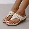 thumbnail image 3 of EINCcm Sandales pour Femmes, Sandales de Plage pour Femmes, Sandales de Plage d'Été pour Dames à Talon Compensé Pantoufles Sandales Décontractées Sandales de Plage Chaussures pour Femmes, Beige, 37, 3 of 5