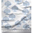 thumbnail image 1 of Soimoi Polyester Crepe Fabric Tree Block Print Fabric by Yard 52 Inch Wide, 1 of 3