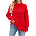 thumbnail image 2 of Dvkptbk Chandails pour Femmes Chandail Tricoté à Manches Longues Col Rond Uni d'Hiver pour Femmes en Liquidation, 2 of 4