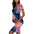 thumbnail image 5 of yoeyez Robe de Maternité Grande Taille pour Femmes à Manches Courtes, Col Rond, Imprimé Floral, Robe Soleil, Robe d'Allaitement de Maternité, Vêtements de Grossesse Grande Taille en Liquidation Multicolore,P, 5 of 5