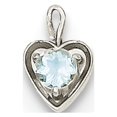 thumbnail image 1 of 14K White Gold March Synthetic Birthstone Heart Charm, 1 of 2