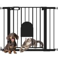 thumbnail image 1 of PawHut 30"-41" Extra Wide Pet Gate Barrier with Small Door, 30"H, Black, 1 of 10