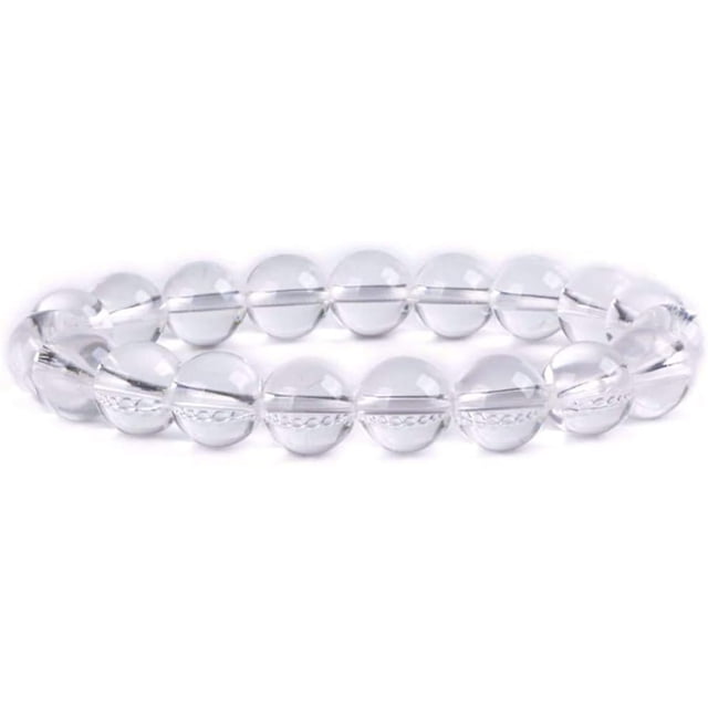 Natural Clear Quartz Gemstone 10mm Round Beads Stretch Bracelet 7 Inch Unisex