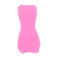 thumbnail image 3 of Ovzne Robes pour Femmes Robe Femme Femmes Couleur Unie un Col Personnage Camisole Haut Tube Ajusté Plissé Jupe à Double Couche Robe Robe de Printemps Liquidation, 3 of 4