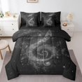 thumbnail image 1 of Ensemble de Literie Note de Musique en Sac 7 Pcs, Imprimé Paillettes Scintillantes Étoilées Chic Gliver (Pas Réel), Ensemble de Literie Thème Musique Romantique, Couette Mode avec Drap-Housse, Drap Plat, Taie d'Oreiller, Housses d'Oreiller, Très Grand, 1 of 5