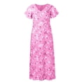 thumbnail image 4 of Robe Décontractée Tendance pour Femme Style Évasé Chiffon Floral à Volants Manches Courtes Col en V Taille Fluide Robes à la Mode pour le Quotidien, 4 of 4