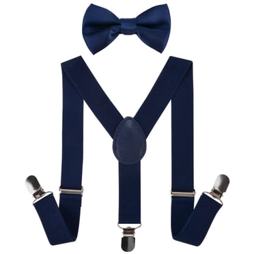 Children's Suspender Metal Clip Y Back Adjustable Elastic Suspenders Bow Tie Set
