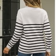 thumbnail image 4 of Yuyuzo Pull d'Automne pour les Femmes à Manches Longues Bouton Col Rond à l'Épaule Pull en Tricot à Rayures Casual Tops, 4 of 6