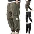 thumbnail image 1 of UVEASISHA Men's Athletic Cargo Pants Loose Fit Drawstring Elastic Waist Joggers Sweatpants Plus Size Lightweight Work Trousers with Multi Pockets Sales Today,Purple,M, 1 of 6