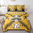 thumbnail image 1 of YST Ensemble de Literie 7 Pcs Tout-en-un Format Double Ensemble de Couette Garçons Ensemble de Literie Baseball, Ensemble de Lit Sport Réversible, Couette en Microfibre Douce Équipe de Baseball avec Ensemble de Draps, Toutes Saisons, Pittsburgh, 1 of 5