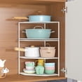 thumbnail image 4 of XYAIYT Corner Kitchen Shelf Organizer Space Saving Metal Pot and Pantry Storage Rack Easy Install Undersink Cabinet Countertop Foldable for Cookware Utensils Washroom Use, 4 of 8