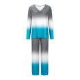 thumbnail image 4 of Timegard Ensembles de Pyjamas pour Femmes 2 Pcs Confortables Couleur Dégradée Manches Longues Col en V Haut et Pantalon Tenues de Pjs, 4 of 5