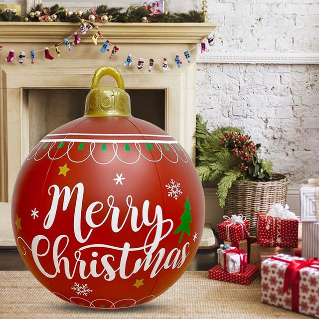 60cm Inflatable Christmas Ball with Light Glow Giant Atmosphere Ball Home Garden