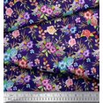 thumbnail image 2 of Soimoi Poly Georgette Tissu Feuilles, & Rose Imprimé Floral Tissu 1 Yard 52 Inch Wide, 2 of 3