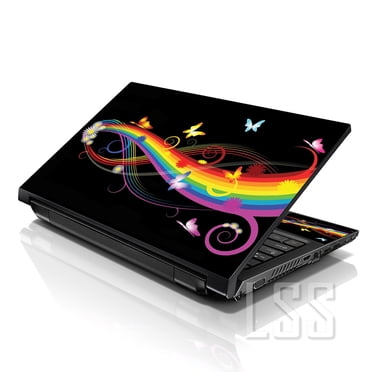 LSS Laptop Skin Sticker Decal Cover Rainbow Butterflies Fits 17" to 19" Laptops