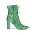 thumbnail image 3 of Unique Bargains Bottines à Paillettes à Talon Bloc à Bout Pointu pour Femmes, 3 of 8