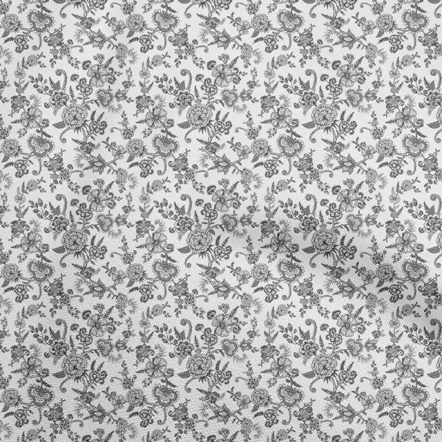 oneOone Velvet Gray Fabric Asian Japanese Floral Sewing Craft Projects Fabric Prints By Yard 58 Inch Wide