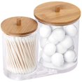 thumbnail image 1 of Support pour Tampons-Tiges en Coton avec Couvercles en Bambou, Porte-Qtip en Acrylique Distributeur de Boules de Cotons-Tiges Coton Rou, 1 of 1