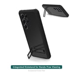 onn. Samsung Galaxy S25 Ultra Rugged Phone Case with Built-in Kickstand & Smartport Protection, Clear/Black