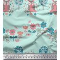 thumbnail image 1 of Soimoi Rayon Fabric Floral,Tree & Owl Kids Printed Fabric 1 Yard 42 Inch Wide, 1 of 3