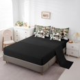 thumbnail image 3 of Ensemble de Literie 7 Pcs Moose Lodge Simple, Aventure Rustique de Ferme Bateau Achigan Poisson Sac de Lit pour Enfants, Ensemble de Couette Patchwork Rétro Carreaux Rayures Brun Gris Noir avec Draps, Housses d'Oreiller, 3 of 5