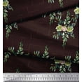 thumbnail image 2 of Soimoi Brown polyester Crepe Fabric Square & Leaves Printed Fabric 1 Yard 52 Inch Wide, 2 of 3