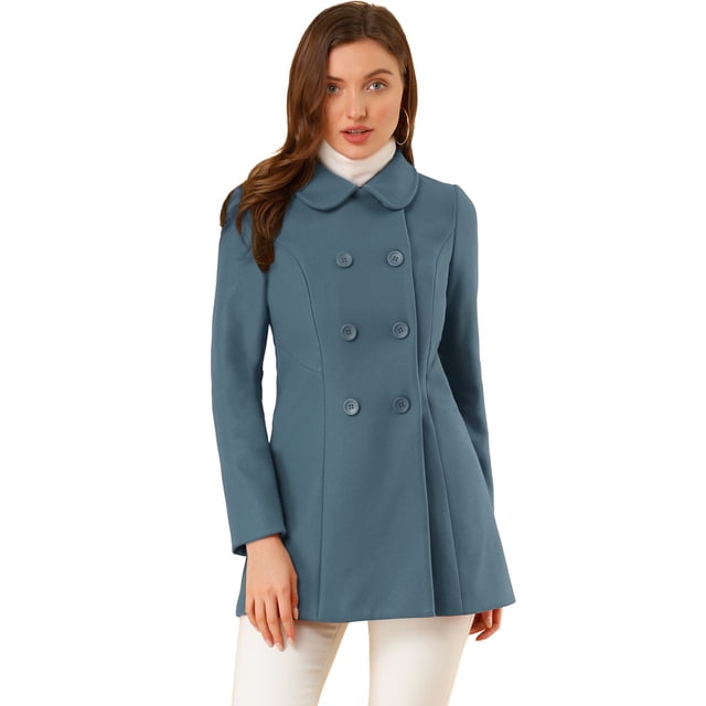 INSPIRE CHIC Manteau Mi-Long à Double Boutonnage pour Femme à Col Rabattu