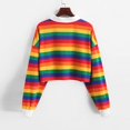 thumbnail image 3 of XZNGL Womens Color Stripe Button Long Sleeve Pullover Hoodies Sweatshirt Tops Blouse, 3 of 6