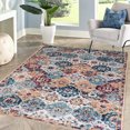 thumbnail image 3 of JML Area Rug 4'x6' Retro Accent Non-Slip Indoor Carpet Blue & Yellow & Red Floral Foldable Rugs for Living Room Bedroom Office Home Decor, 3 of 5