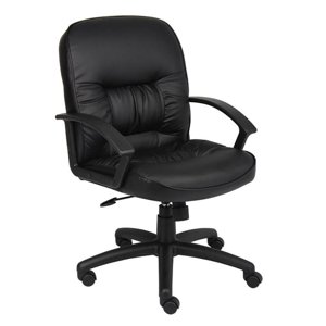 Boss Office Products Mi-arrière LeatherPlus Chaise avec roulettes en noir