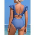 thumbnail image 5 of Charmo Ruffled Sleeve One Piece Monikini Swiwear for Womens V Neck Swimsuit Backless Bath Suit, 5 of 5