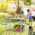 thumbnail image 1 of EDTara Stainless Steel Folding Table, 520 lbs Load, Foldable Stainless Steel Workstation, Single Tier No Undershelf, Commercial Work Table for Home, Kitchen, Restaurant, Garage, Camping, Outdoor, 1 of 7