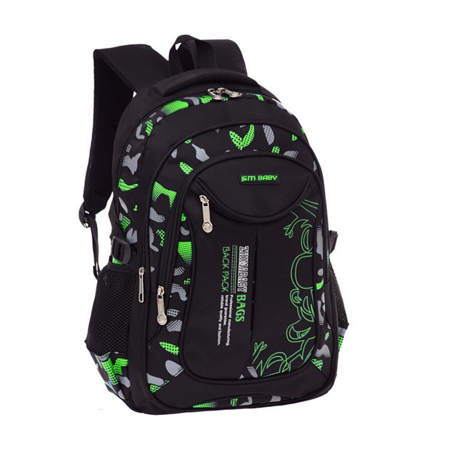 ruzhgo Students Book Stationery Storage Printed School Bag Hiking Portable Zipper Closure Backpack Large Capacity Knapsack Rucksack Blue Large Green Small