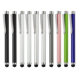 Onn. 10 Pack Anti-Scratch Rubber Tipped Stylus Pen Set, Multicolor, Ergonomic Design