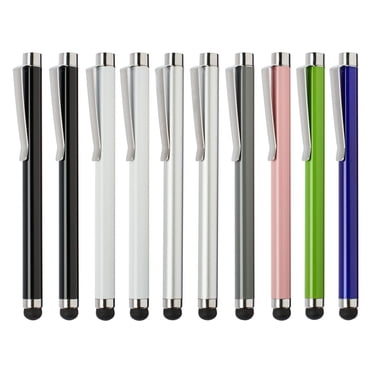 Onn. 10 Pack Anti-Scratch Rubber Tipped Stylus Pen Set, Multicolor, Ergonomic Design
