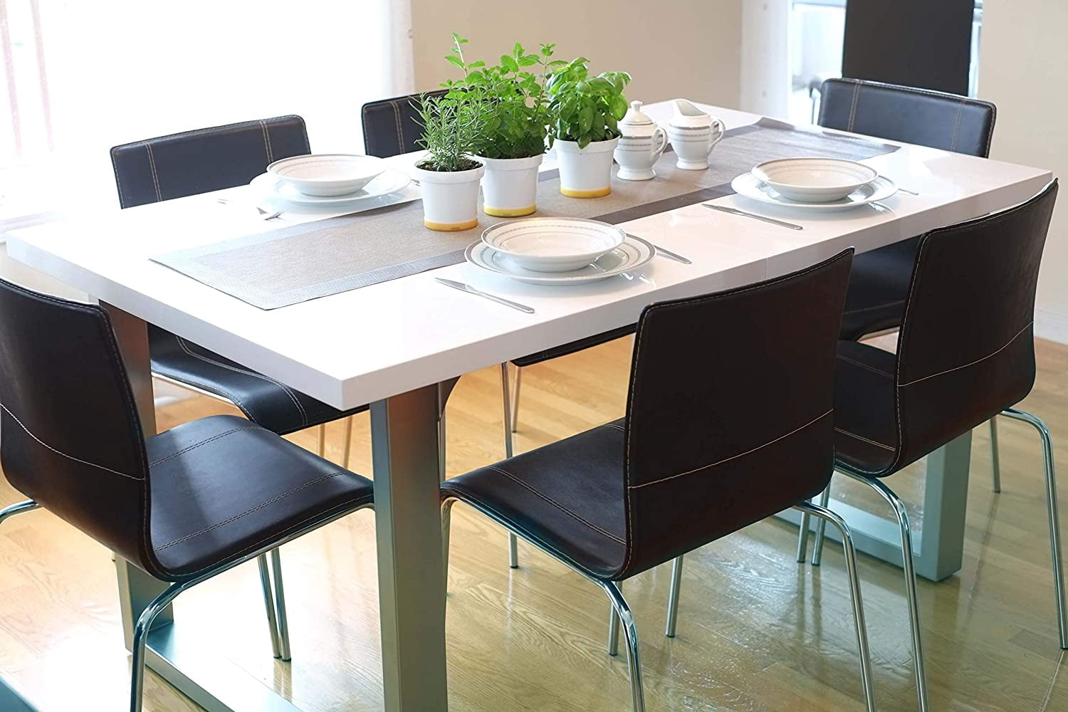 Inspirer Studio Roman Extendible Dining Table Pedestal Table (High-Gloss White)