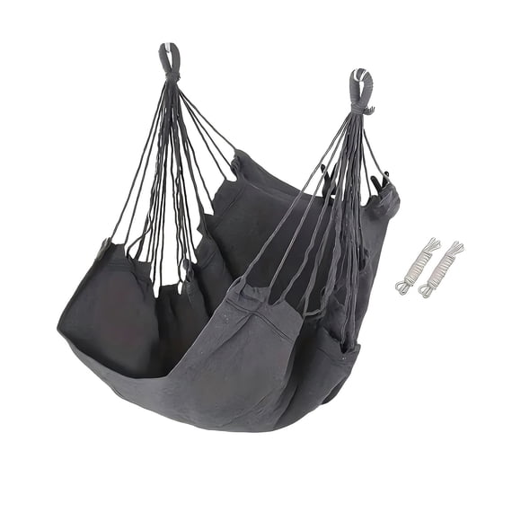 Hammock Chair Hanging Rope Swing - 130x100cm Heavy-Duty Nylon Hammock with Spreader Bar for 2 Adults, Indoor Outdoor Hanging Chair for Bedroom, Backyard, Camping