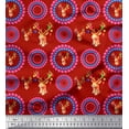 thumbnail image 1 of Soimoi Red polyester Crepe Fabric Circles & Elk Mount Face Print Sewing Fabric Yard 42 Inch Wide, 1 of 3