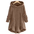 thumbnail image 2 of Womens Cardigan Plus Size Button Plush Tops Hooded Loose Cardigan Wool Coat Winter Jacket Navy Xl, 2 of 5