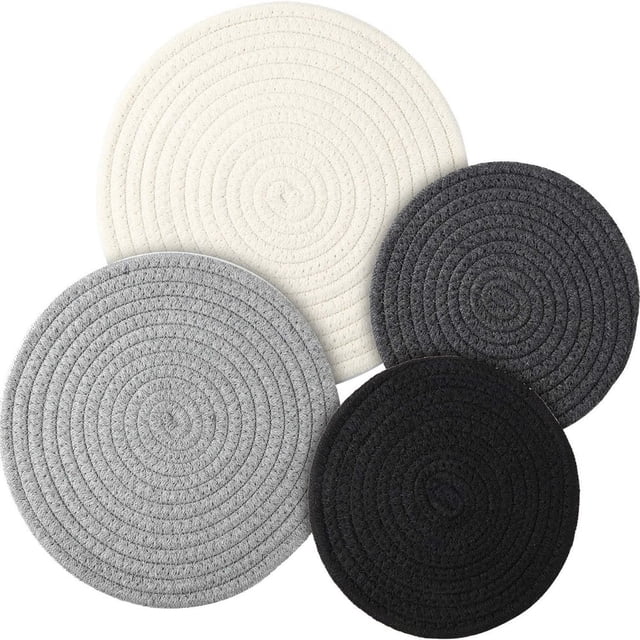 EIMELI Tissé Coton Tressé Rond Fil Pod Trivets sous-Verre Tapis pour Ustensiles de Cuisine