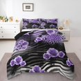 thumbnail image 1 of Erosebridal Romantic Rose Bedding Sets with Comforter, Leopard Cheetah Print Duvet Insert, Zebra Reversible Bedding Comforter Set, Breathable Bedroom Decorative, 2 Pieces, 1 of 8