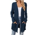 thumbnail image 1 of cfhntfmh Womens Casual Cardigan Ribbed Knit Open Front Long Cardigans Lounge Long Sleeve Sweater Outwear with Pockets, 1 of 4