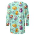 thumbnail image 3 of UPPADA Bunny T-Shirts de Pâques pour Femmes Lapin Oeuf Imprimé T-Shirts Manches 3/4 Col Rond T-Shirts d'Été Décontractés Mignons T-Shirts Graphiques Chandail Confortable Haut Vert,m, 3 of 5