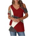 thumbnail image 2 of Soki Womens Tops Color Blocked Printed Short Sleeved V-Neck Off Shoulder Fashionable Summer Clothes, 2 of 6
