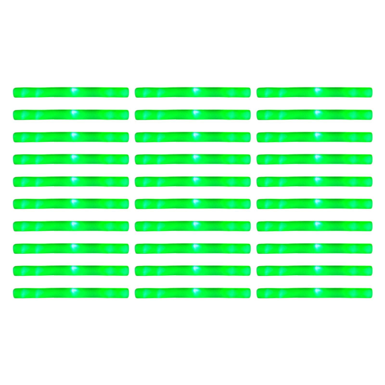 30x Light up Foam Sticks Party LED Glow Sticks for Carnival Birthday Holiday Green