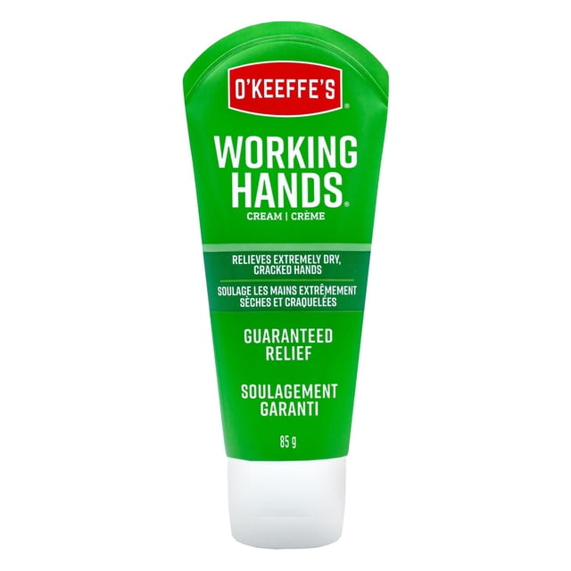 O'Keeffe's Working Hands Hand Crème pour les Mains en tube Compressible Vert de 85 g avec Capuchon Blanc, Formulée pour Soulager les Mains Extrêmement Sèches et Gercées et Offrir un Soulagement Garanti, Convient à un Usage Quotidien pour Hydrater et Protéger la Peau dans les Soins des Mains.